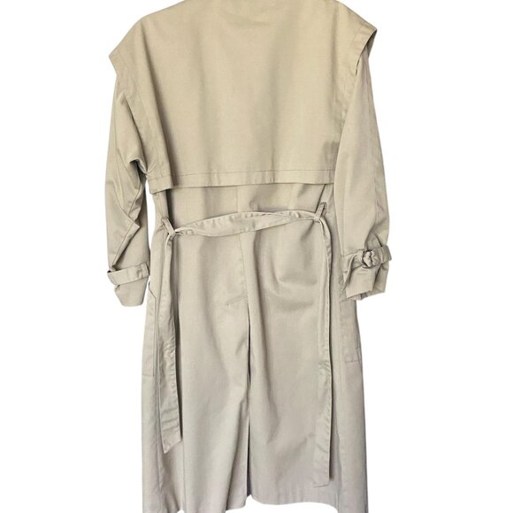 SEARS Vintage 80's Tan Longline Trench Coat Size 8 - Picture 2 of 12